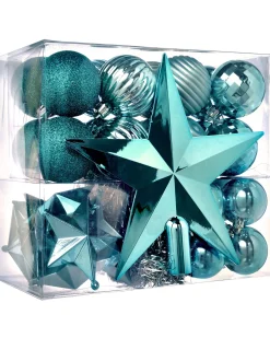 WeRChristmas Teal Shatterproof Baubles Set, 42 Pack