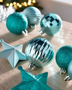 WeRChristmas Teal Shatterproof Baubles Set, 42 Pack