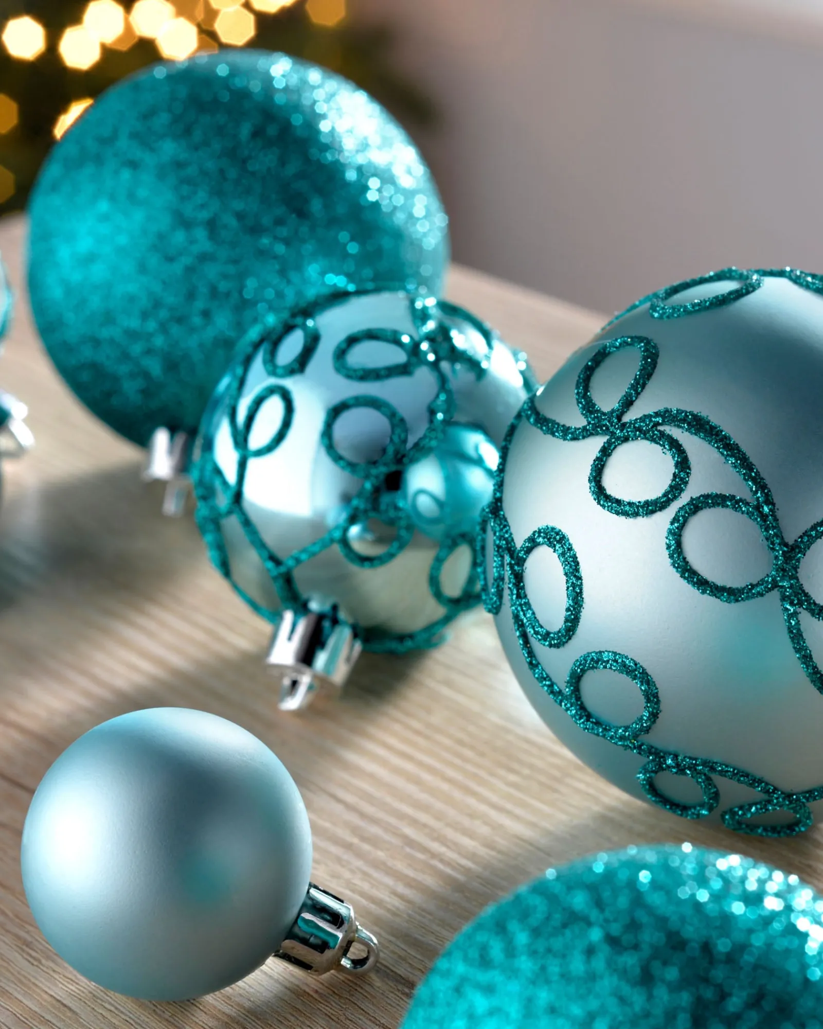 WeRChristmas Teal Shatterproof Baubles, 50 Pack
