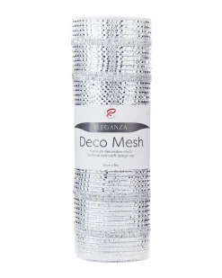 WeRChristmas Transparent Mesh With Thick Striped Silver Foil, 9 M