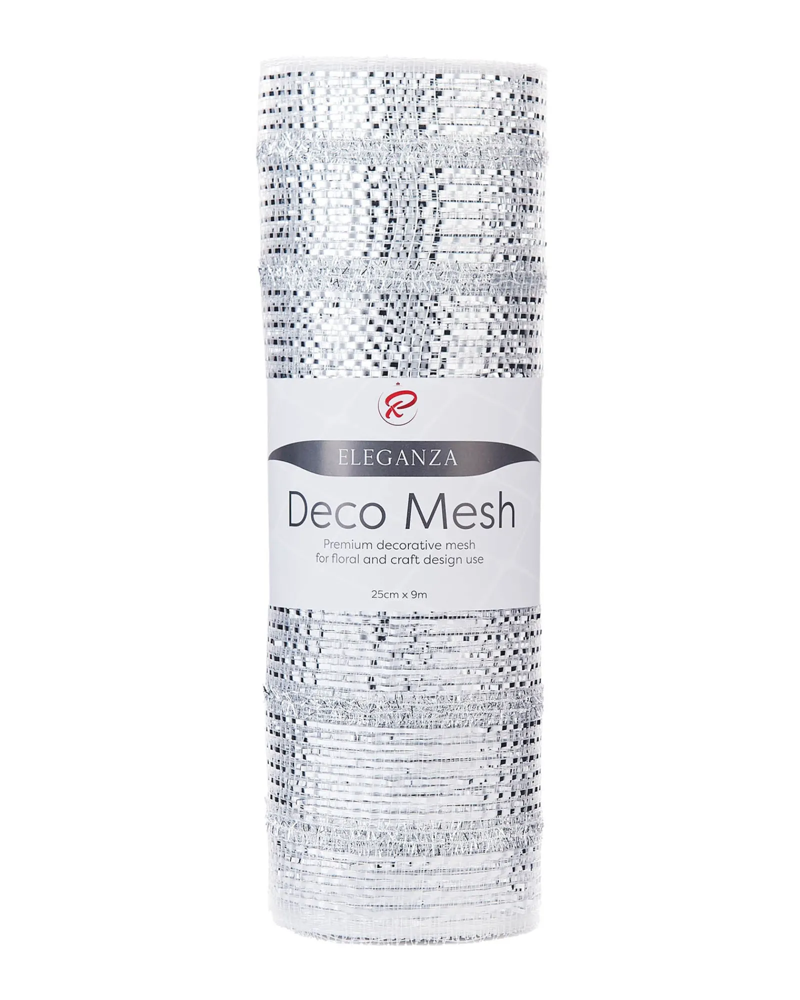 WeRChristmas Transparent Mesh With Thick Striped Silver Foil, 9 M