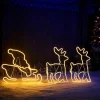 WeRChristmas Twin Reindeers With Santa Sleigh Neon Rope Light Silhouette, 2.6 M