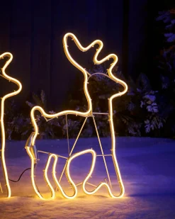 WeRChristmas Twin Reindeers With Santa Sleigh Neon Rope Light Silhouette, 2.6 M