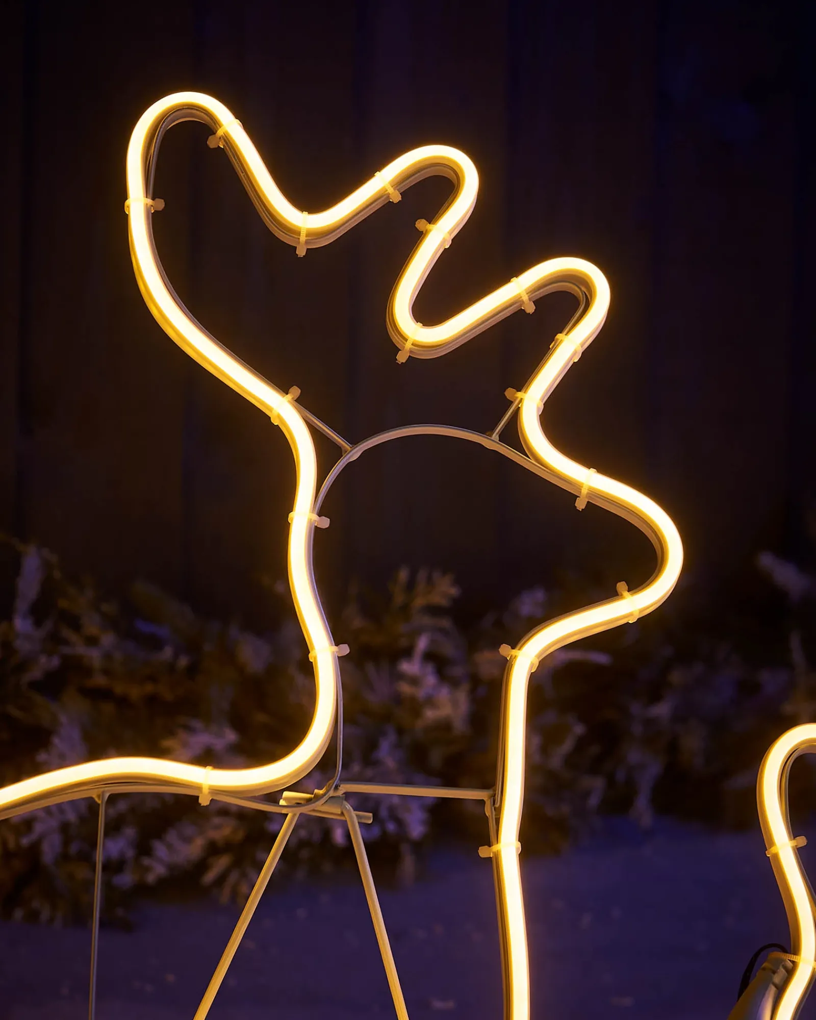 WeRChristmas Twin Reindeers With Santa Sleigh Neon Rope Light Silhouette, 2.6 M