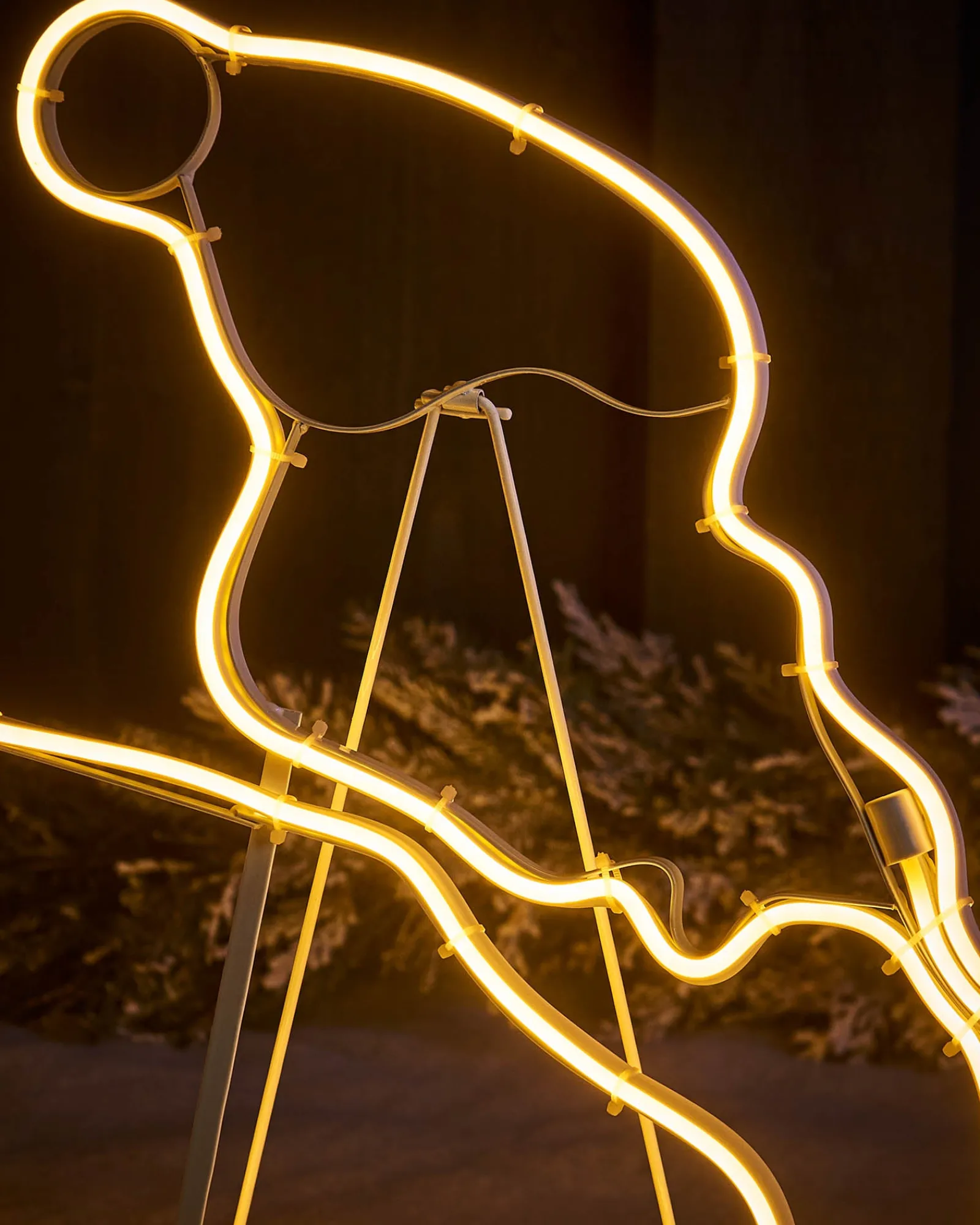 WeRChristmas Twin Reindeers With Santa Sleigh Neon Rope Light Silhouette, 2.6 M