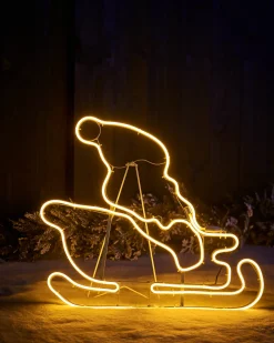 WeRChristmas Twin Reindeers With Santa Sleigh Neon Rope Light Silhouette, 2.6 M