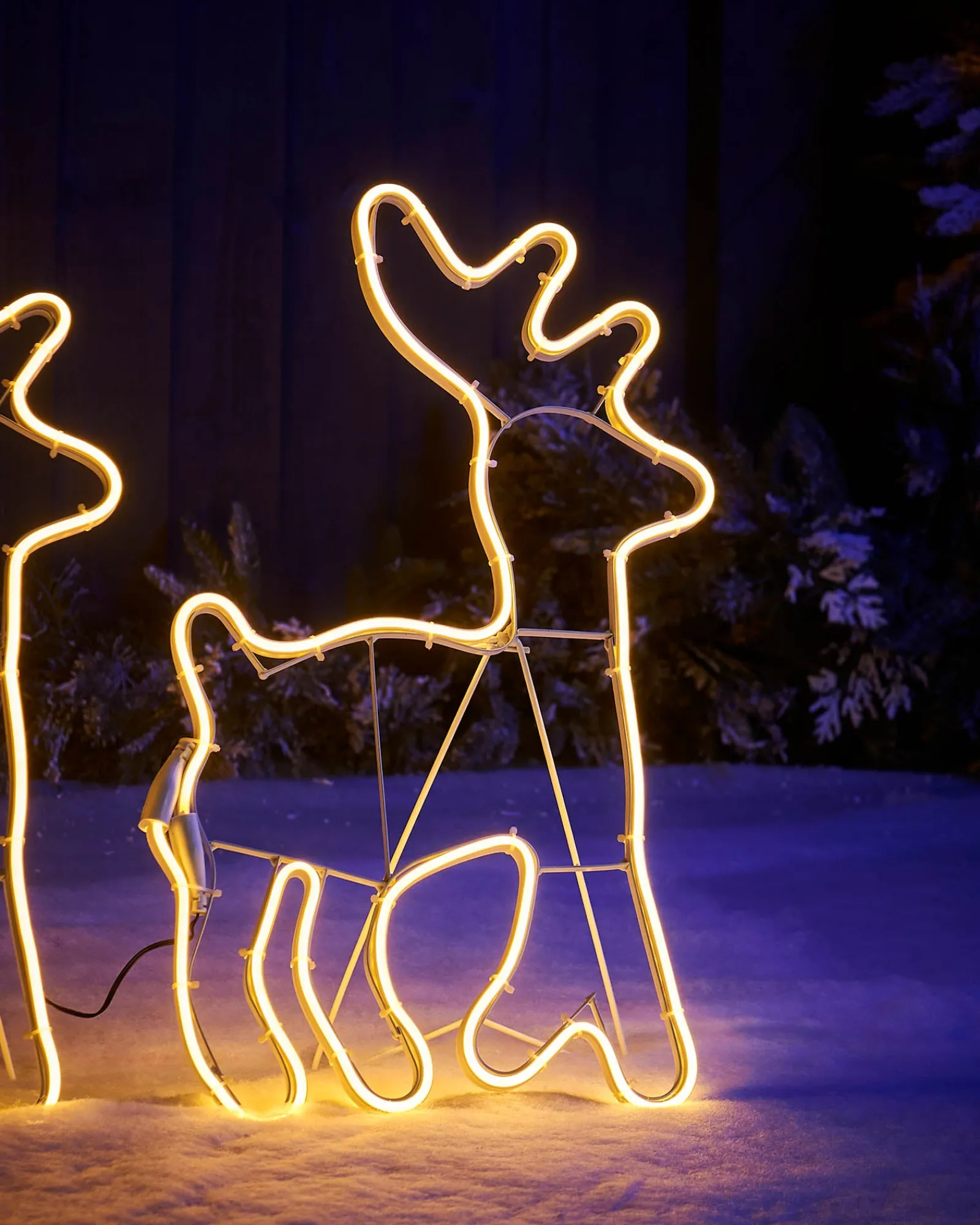 WeRChristmas Twin Reindeers With Santa Sleigh Neon Rope Light Silhouette, 2.6 M