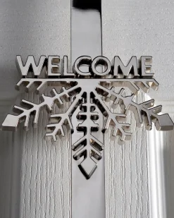 WeRChristmas Welcome Wreath Door Hanger, Silver, 38 Cm