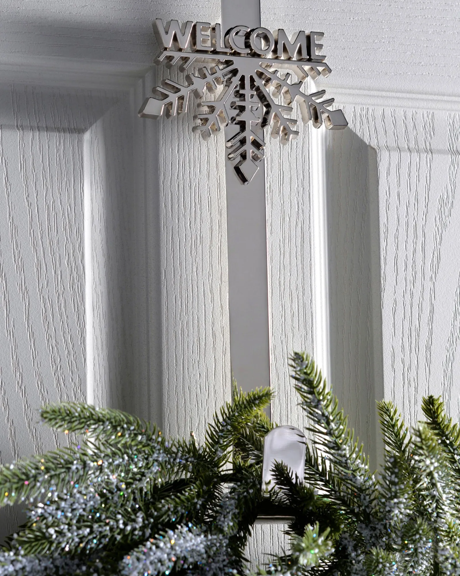 WeRChristmas Welcome Wreath Door Hanger, Silver, 38 Cm