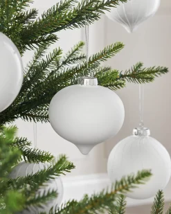 WeRChristmas White Glass Baubles, 6 Pack, 10 Cm
