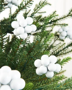 WeRChristmas White Glass Berry Cluster Baubles, 10 Pack