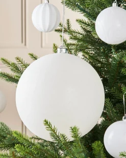 WeRChristmas White Large Glitter Shatterproof Bauble, 20 Cm