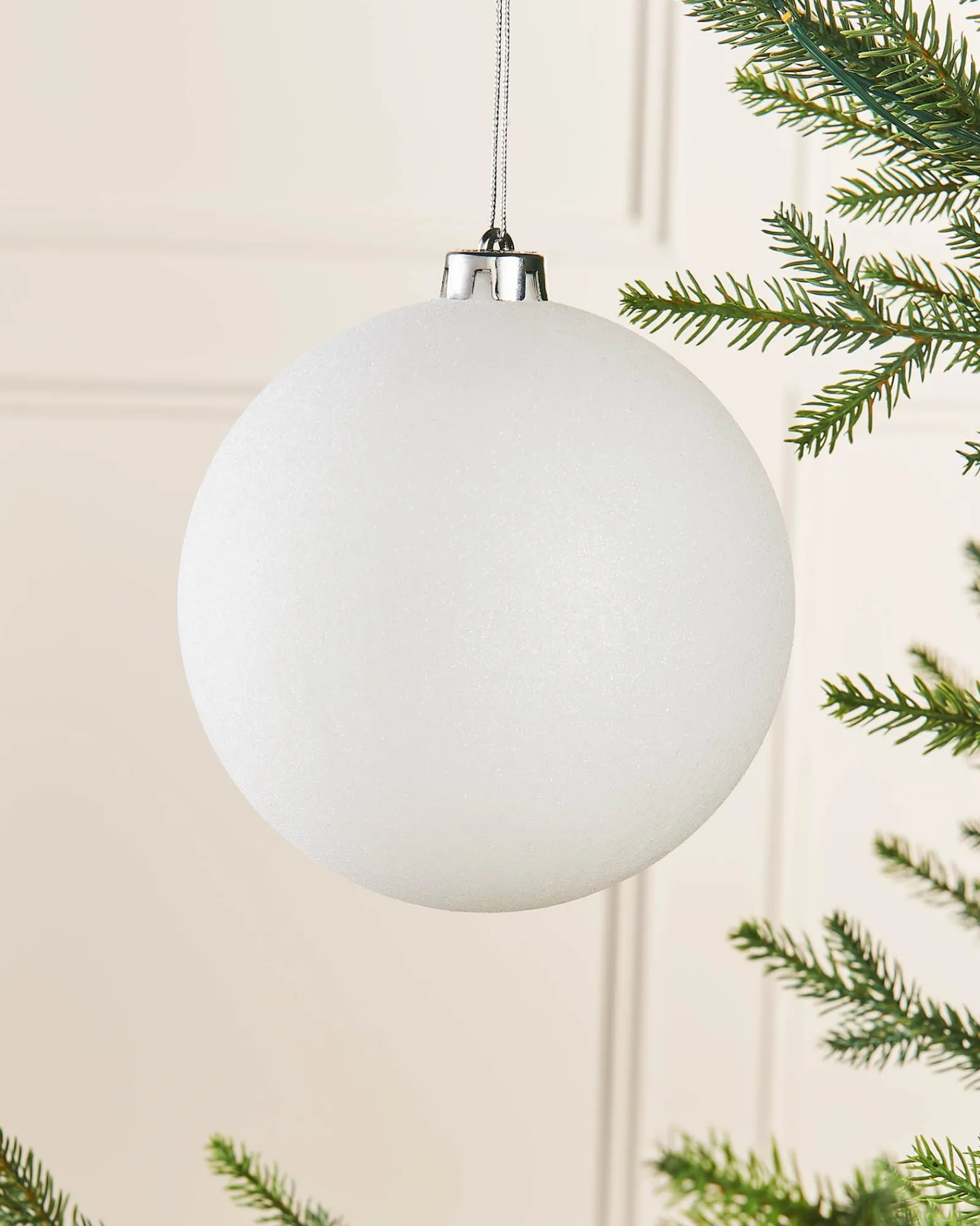 WeRChristmas White Large Glitter Shatterproof Bauble, 15 Cm