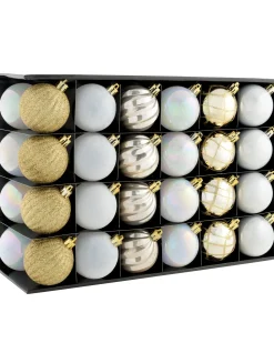 WeRChristmas White/Gold Shatterproof Baubles, 48 Pack, 6 Cm
