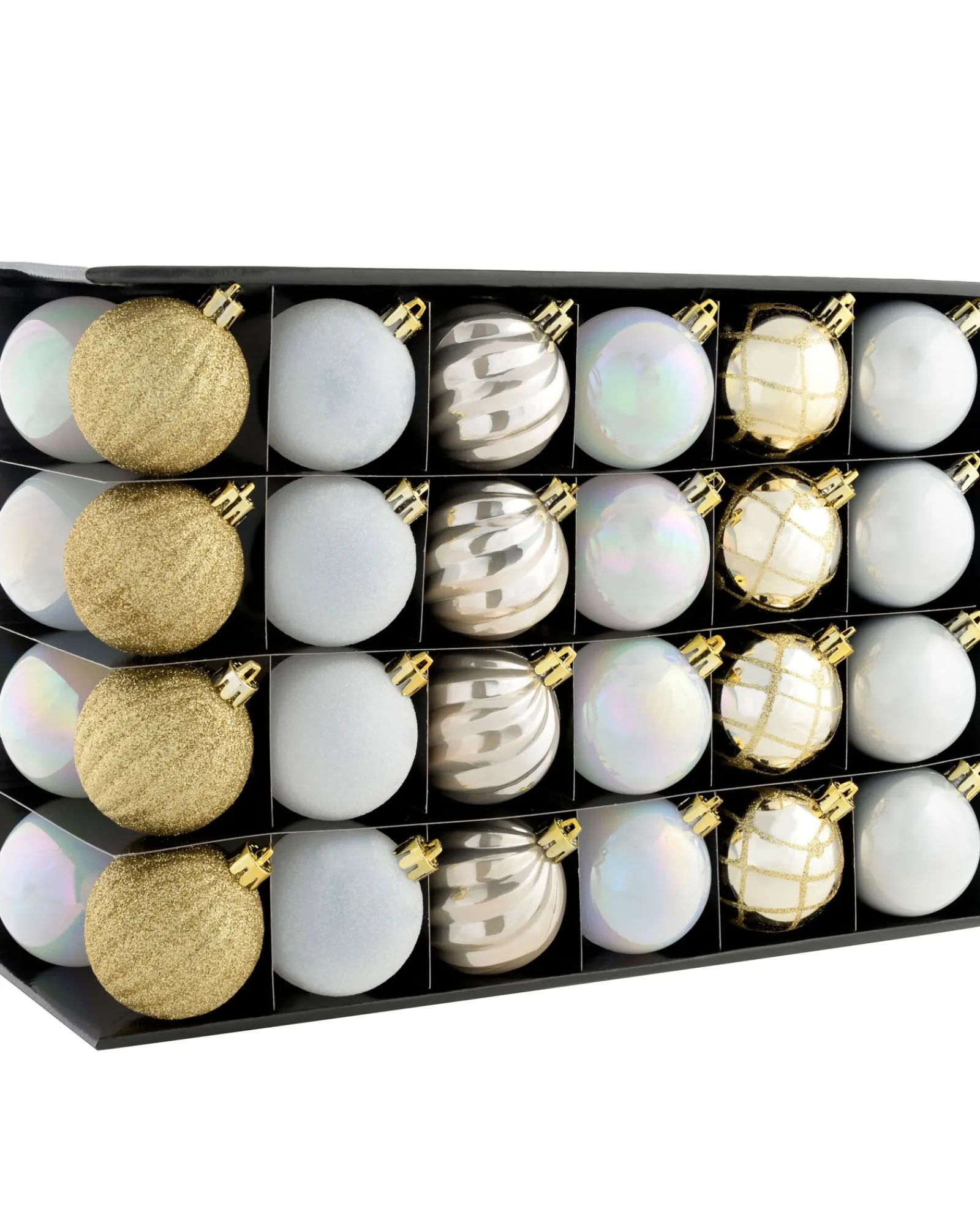 WeRChristmas White/Gold Shatterproof Baubles, 48 Pack, 6 Cm