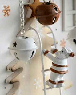 WeRChristmas Wooden House Advent Calendar Christmas Decoration, 37cm, Beige